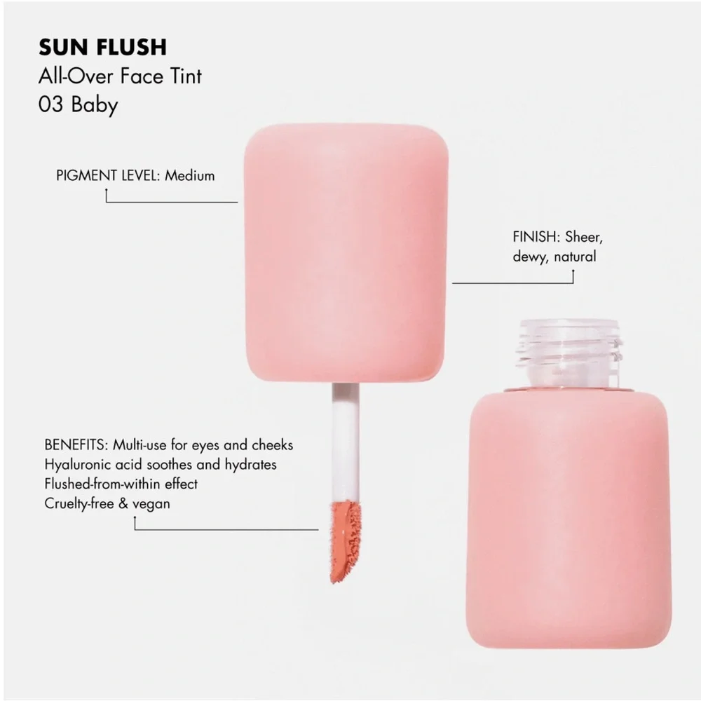 SIMIHAZE BEAUTY SUN FLUSH ALL OVER FACE TINT LIQUID BLUSH BABY PINK 03 USED